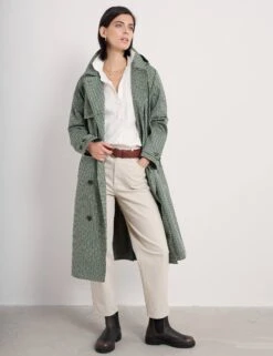 Pure Cotton Belted Hooded Longline Trench Coat