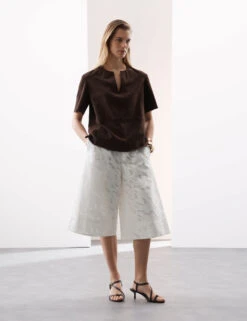 Pure Cotton Broderie Detail Wide Leg Culottes -Marksandspencer Sale Store Pure Cotton Broderie Detail Wide Leg Culottes 3