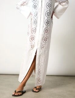 Pure Cotton Broderie Maxi Shirt Dress -Marksandspencer Sale Store Pure Cotton Broderie Maxi Shirt Dress 8