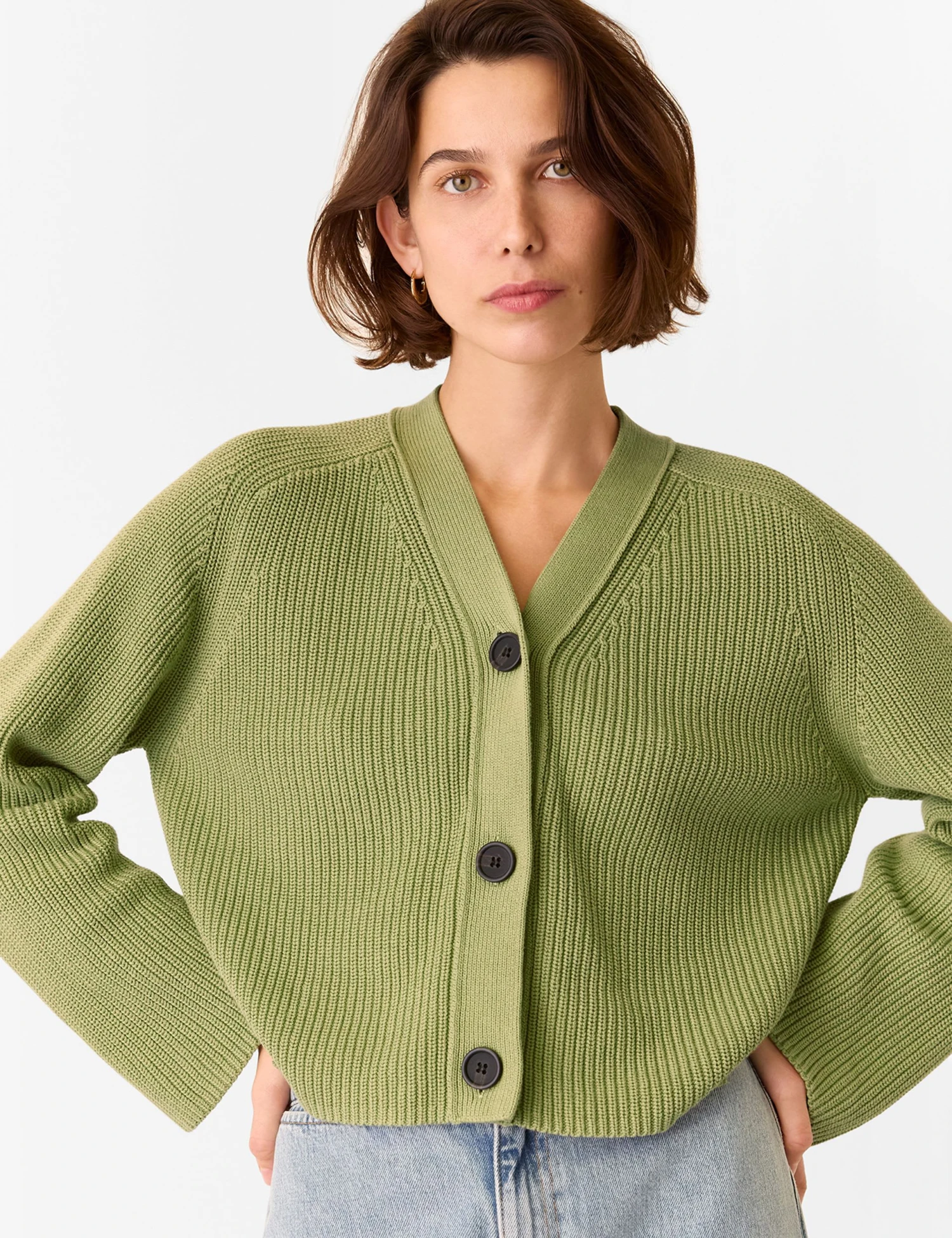 Whistles Pure Cotton Button Front Cropped Cardigan 1 Whistles Pure Cotton Button Front Cropped Cardigan