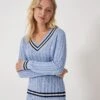 Pure Cotton Cable Knit V-Neck Cricket Jumper -Marksandspencer Sale Store Pure Cotton Cable Knit V Neck Cricket Jumper