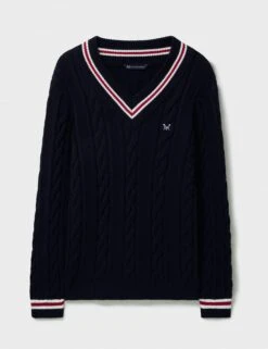 Pure Cotton Cable V-Neck Jumper -Marksandspencer Sale Store Pure Cotton Cable V Neck Jumper 1