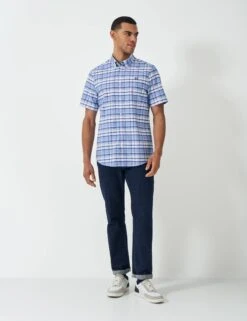 Pure Cotton Check Short Sleeve Oxford Shirt