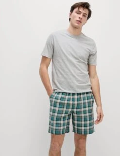 Pure Cotton Checked Loungewear Shorts