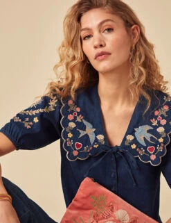 Pure Cotton Collared Relaxed Puff Sleeve Blouse -Marksandspencer Sale Store Pure Cotton Collared Relaxed Puff Sleeve Blouse 2