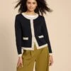 WHITE STUFF Pure Cotton Contrast Trim Cardigan -Marksandspencer Sale Store Pure Cotton Contrast Trim Cardigan