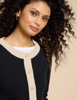 WHITE STUFF Pure Cotton Contrast Trim Cardigan -Marksandspencer Sale Store Pure Cotton Contrast Trim Cardigan 3