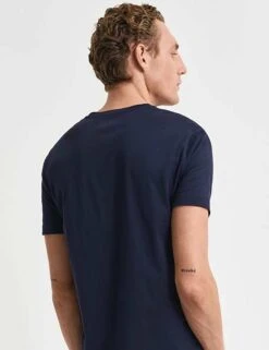 Gant Pure Cotton Crew Neck Lounge T-Shirt -Marksandspencer Sale Store Pure Cotton Crew Neck Lounge T Shirt 2