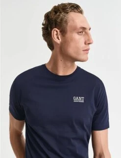 Gant Pure Cotton Crew Neck Lounge T-Shirt -Marksandspencer Sale Store Pure Cotton Crew Neck Lounge T Shirt 3