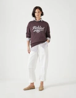 Pure Cotton Crew Neck Slogan Sweatshirt -Marksandspencer Sale Store Pure Cotton Crew Neck Slogan Sweatshirt 4