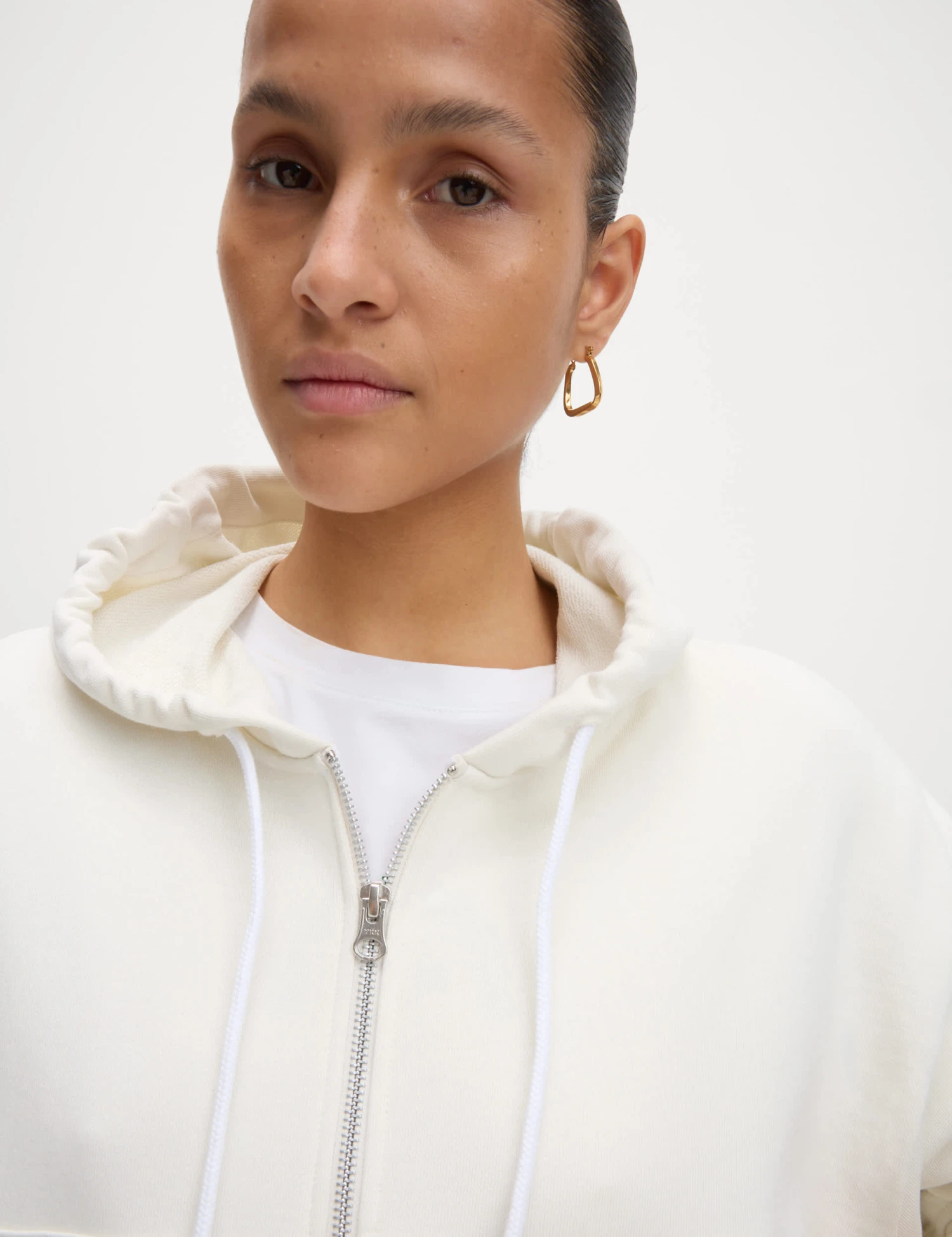 Pure Cotton Cropped Zip Through Hoodie 1 Pure Cotton Cropped Zip Through Hoodie