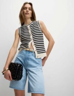 Pure Cotton Denim Bermuda Shorts