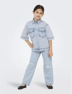 Pure Cotton Denim Denim Oversized Shirt (8-14 Yrs) -Marksandspencer Sale Store Pure Cotton Denim Denim Oversized Shirt 8 14 Yrs 1 2
