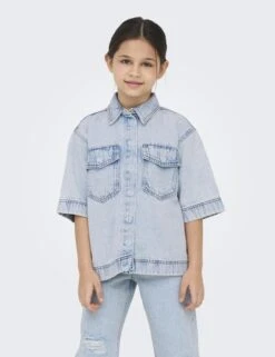 Pure Cotton Denim Denim Oversized Shirt (8-14 Yrs) -Marksandspencer Sale Store Pure Cotton Denim Denim Oversized Shirt 8 14 Yrs 1 3