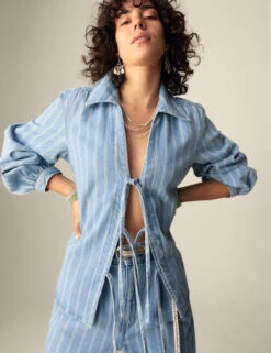 Pure Cotton Denim Striped Wide Leg -Marksandspencer Sale Store Pure Cotton Denim Striped Wide Leg 2