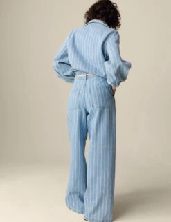 Pure Cotton Denim Striped Wide Leg -Marksandspencer Sale Store Pure Cotton Denim Striped Wide Leg 3