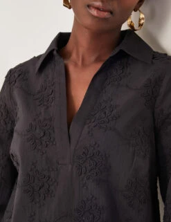 MONSOON Pure Cotton Embroidered Mini Shift Dress -Marksandspencer Sale Store Pure Cotton Embroidered Mini Shift Dress 4