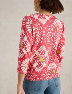 WHITE STUFF Pure Cotton Floral Crew Neck Jumper -Marksandspencer Sale Store Pure Cotton Floral Crew Neck Jumper 3