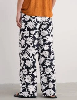 Pure Cotton Floral Elasticated Waist Trousers -Marksandspencer Sale Store Pure Cotton Floral Elasticated Waist Trousers 2