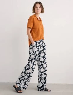 Pure Cotton Floral Elasticated Waist Trousers