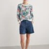 Pure Cotton Floral Sweatshirt -Marksandspencer Sale Store Pure Cotton Floral Sweatshirt