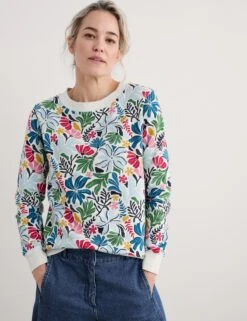 Pure Cotton Floral Sweatshirt -Marksandspencer Sale Store Pure Cotton Floral Sweatshirt 2