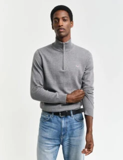 Gant Pure Cotton Funnel Neck Half Zip Jumper