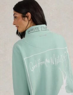WHITE STUFF Pure Cotton Funnel Neck Half Zip Sweatshirt -Marksandspencer Sale Store Pure Cotton Funnel Neck Half Zip Sweatshirt 3