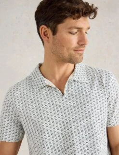 WHITE STUFF Pure Cotton Geometric Print Polo Shirt -Marksandspencer Sale Store Pure Cotton Geometric Print Polo Shirt 4