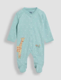 Pure Cotton Giraffe Appliqué Sleepsuit (0-12 Mths)