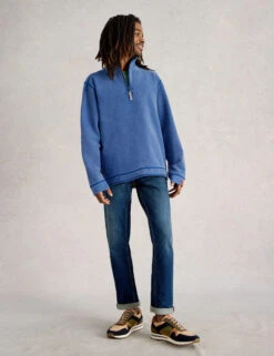 WHITE STUFF Pure Cotton Graphic Half Zip Sweatshirt -Marksandspencer Sale Store Pure Cotton Graphic Half Zip Sweatshirt 2