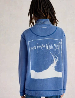 WHITE STUFF Pure Cotton Graphic Half Zip Sweatshirt -Marksandspencer Sale Store Pure Cotton Graphic Half Zip Sweatshirt 3