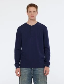 Scotch & Soda Pure Cotton Henley Long Sleeve T-Shirt
