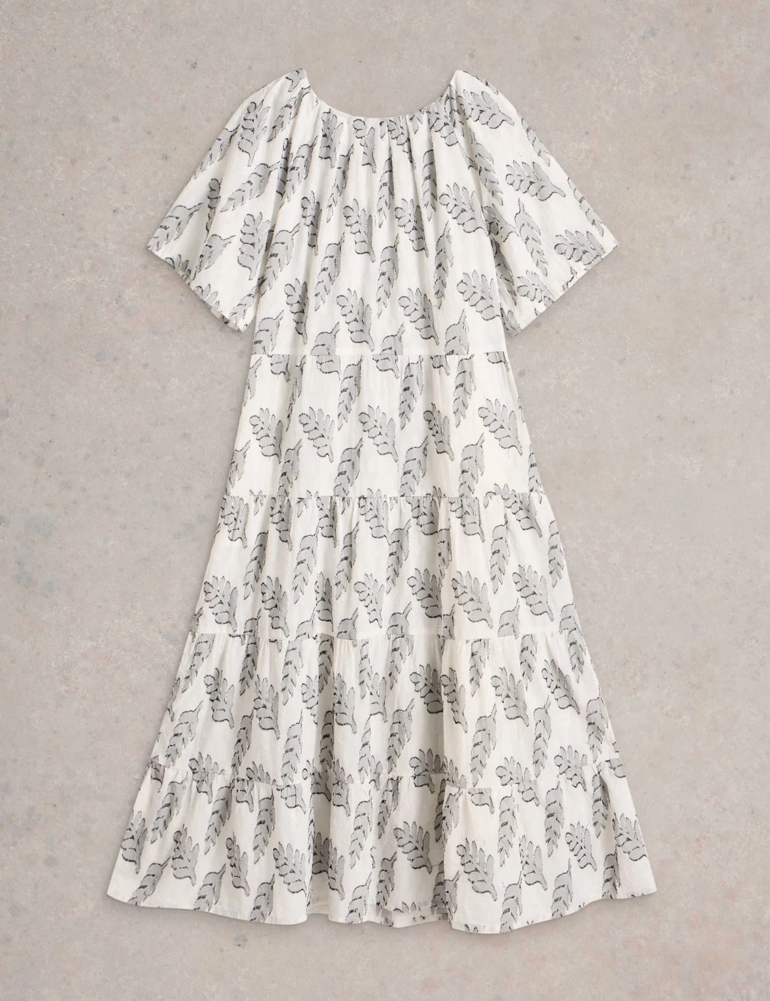 WHITE STUFF Pure Cotton Jacquard Midi Tiered Dress 2 WHITE STUFF Pure Cotton Jacquard Midi Tiered Dress - Image 2