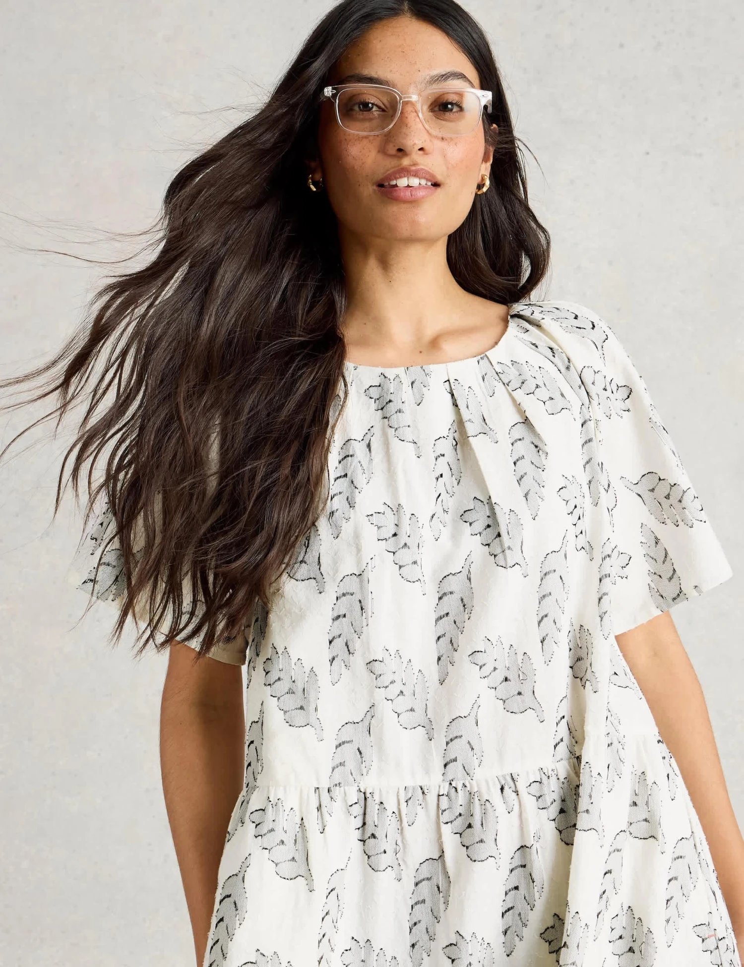 WHITE STUFF Pure Cotton Jacquard Midi Tiered Dress 4 WHITE STUFF Pure Cotton Jacquard Midi Tiered Dress - Image 4