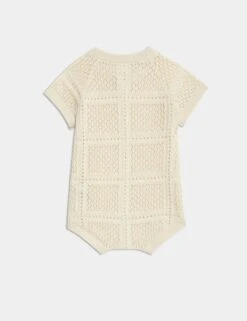 Pure Cotton Knitted Romper (0-3 Yrs) 8 Pure Cotton Knitted Romper (0-3 Yrs) -Marksandspencer Sale Store Pure Cotton Knitted Romper 0 3 Yrs 1 1