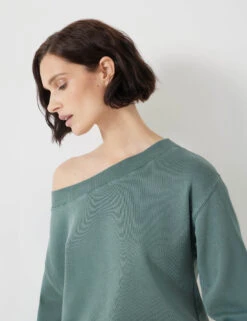 Pure Cotton Off The Shoulder Sweatshirt -Marksandspencer Sale Store Pure Cotton Off the Shoulder Sweatshirt 2