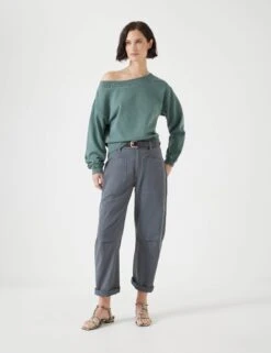 Pure Cotton Off The Shoulder Sweatshirt -Marksandspencer Sale Store Pure Cotton Off the Shoulder Sweatshirt 4