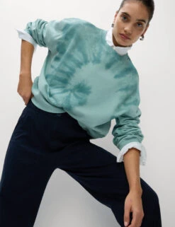 Pure Cotton Ombre Cropped Sweatshirt -Marksandspencer Sale Store Pure Cotton Ombre Cropped Sweatshirt 4