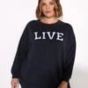 Pure Cotton Oversized Slogan Sweatshirt -Marksandspencer Sale Store Pure Cotton Oversized Slogan Sweatshirt