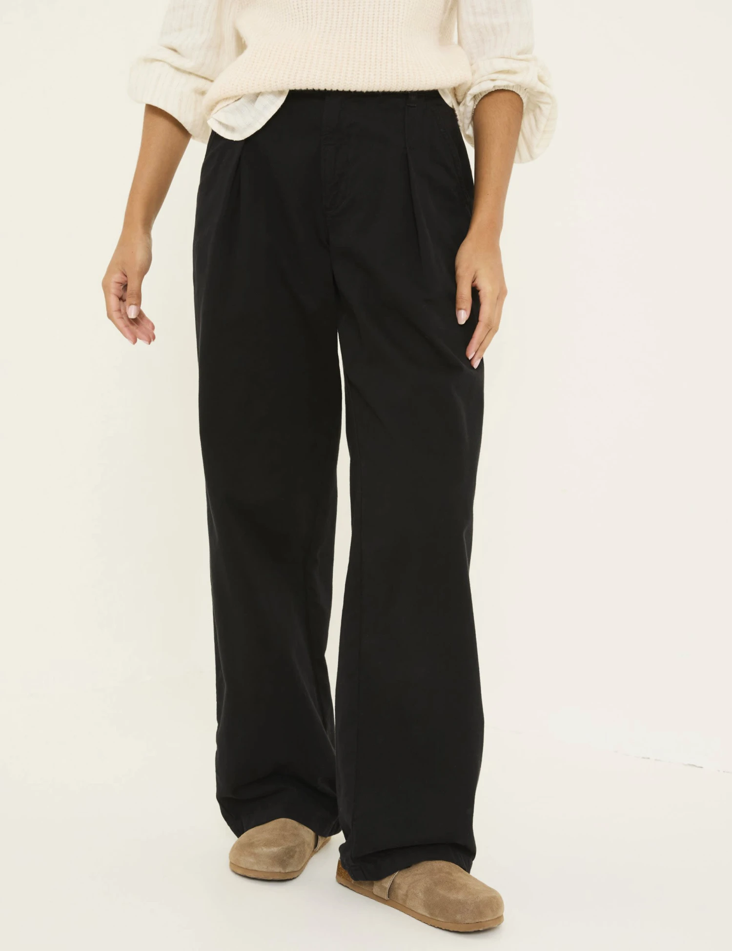 Pure Cotton Pleat Front Wide Leg Trousers 3 Pure Cotton Pleat Front Wide Leg Trousers - Image 3