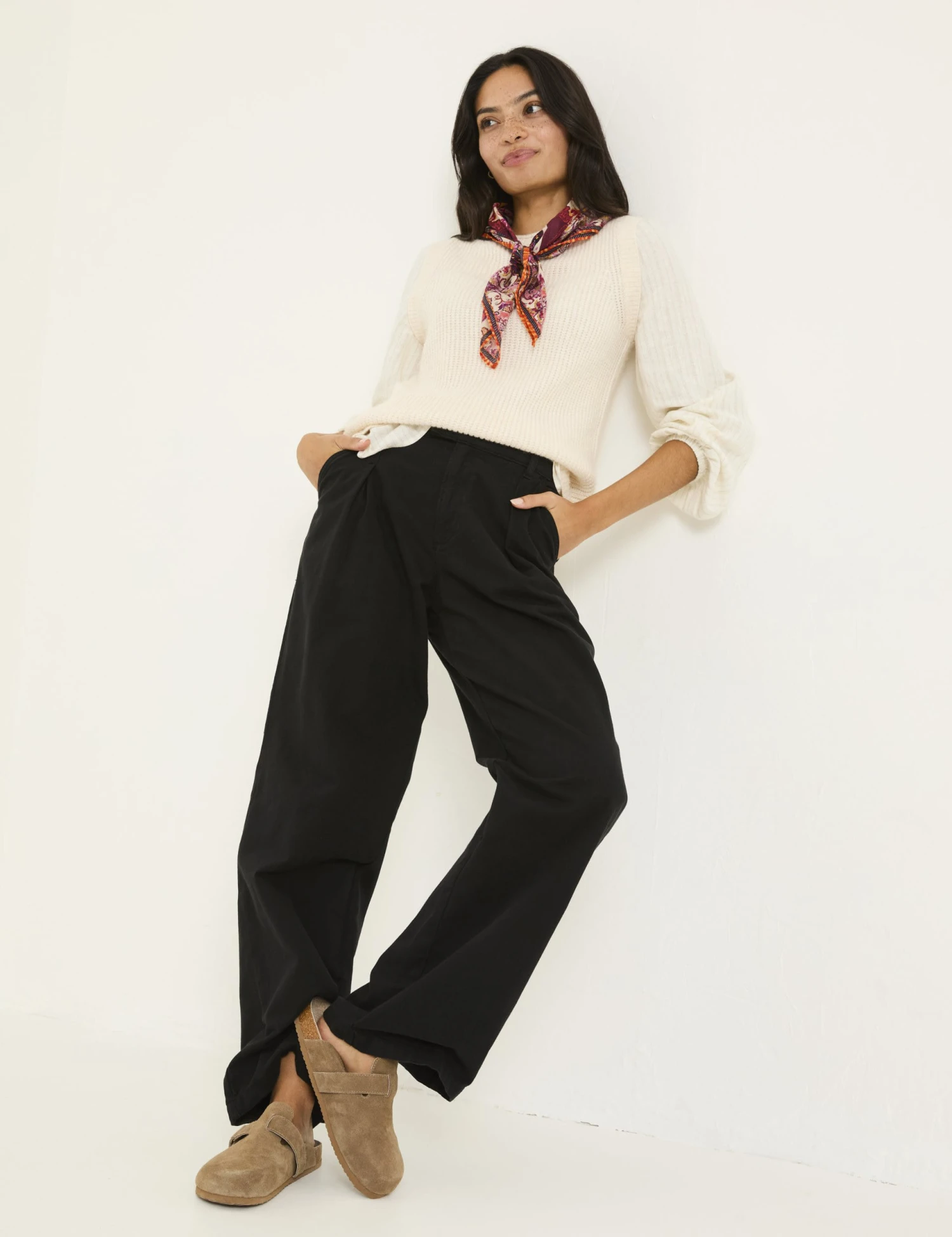 Pure Cotton Pleat Front Wide Leg Trousers 1 Pure Cotton Pleat Front Wide Leg Trousers