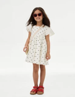 Pure Cotton Polka Dot Dress (2-8 Yrs)
