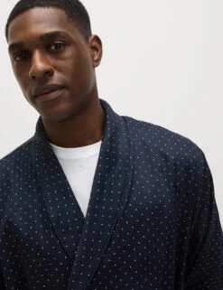 Pure Cotton Polka Dot Dressing Gown -Marksandspencer Sale Store Pure Cotton Polka Dot Dressing Gown 3