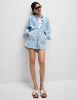 Pure Cotton Printed High Waisted Shorts -Marksandspencer Sale Store Pure Cotton Printed High Waisted Shorts 3