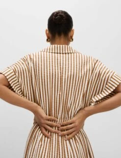 Pure Cotton Printed V-Neck Midaxi Shirt Dress -Marksandspencer Sale Store Pure Cotton Printed V Neck Midaxi Shirt Dress 3