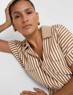 Pure Cotton Printed V-Neck Midaxi Shirt Dress -Marksandspencer Sale Store Pure Cotton Printed V Neck Midaxi Shirt Dress 4