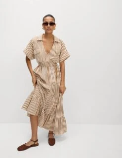 Pure Cotton Printed V-Neck Midaxi Shirt Dress -Marksandspencer Sale Store Pure Cotton Printed V Neck Midaxi Shirt Dress 5