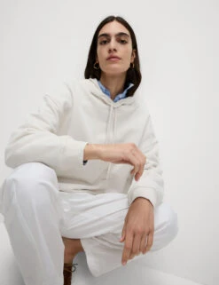 Pure Cotton Ribbed Cropped Hoodie