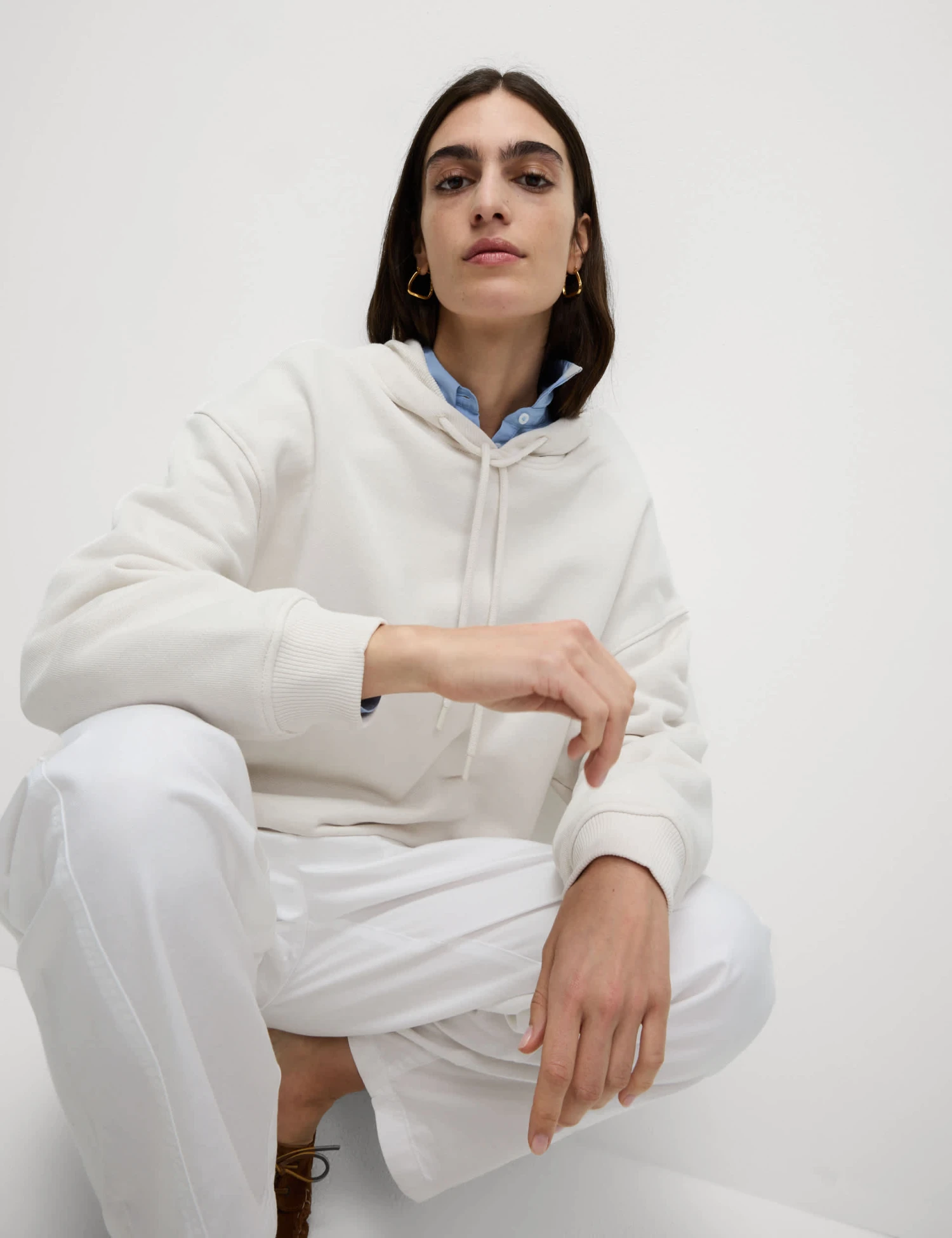 Pure Cotton Ribbed Cropped Hoodie 1 Pure Cotton Ribbed Cropped Hoodie